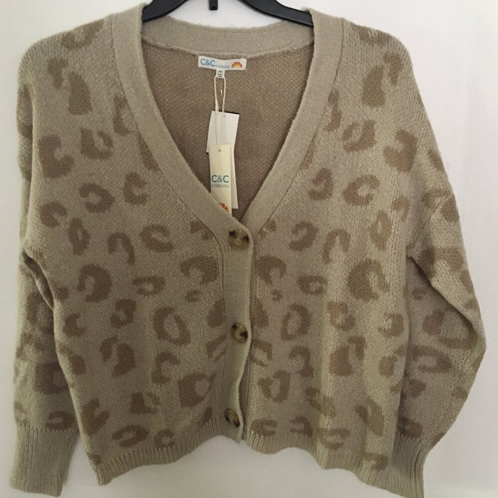 C and C California Cardigan Leopard Print Size Medium NWT